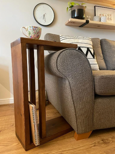 Solid Wood Sofa Side Table With Storage
