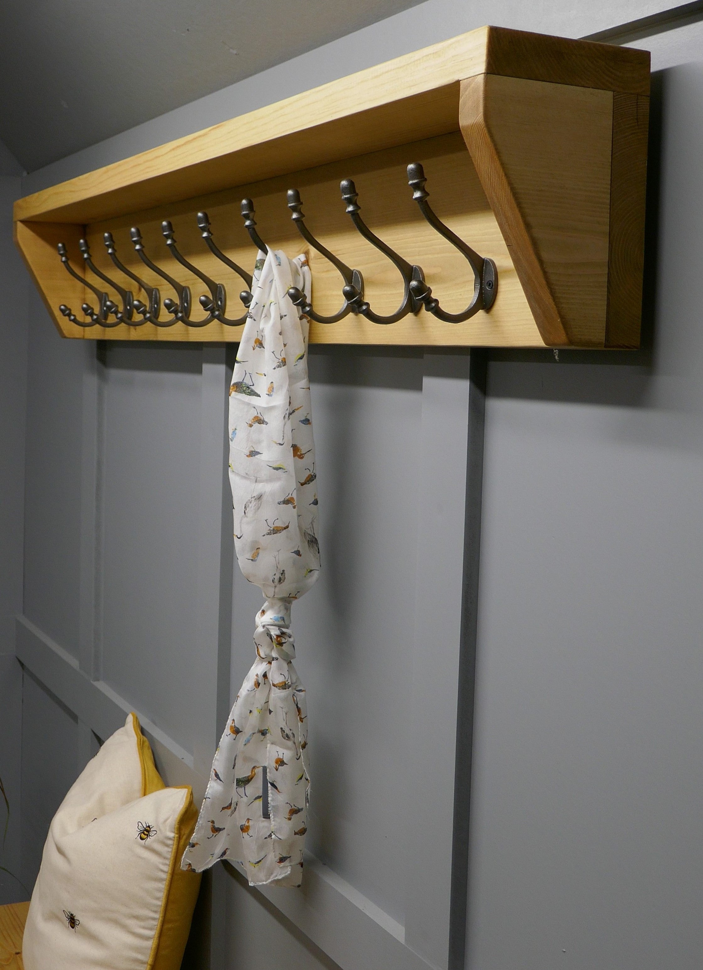 Wooden coat store hook rack